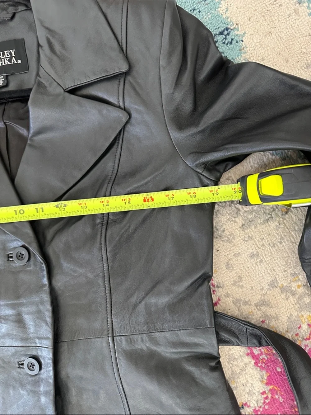 NWOT Badgley Mischka Black Leather Trench w/Belt Womens S - Picture 7 of 8